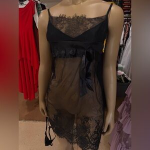 Elegant Black Lace Nightgown
